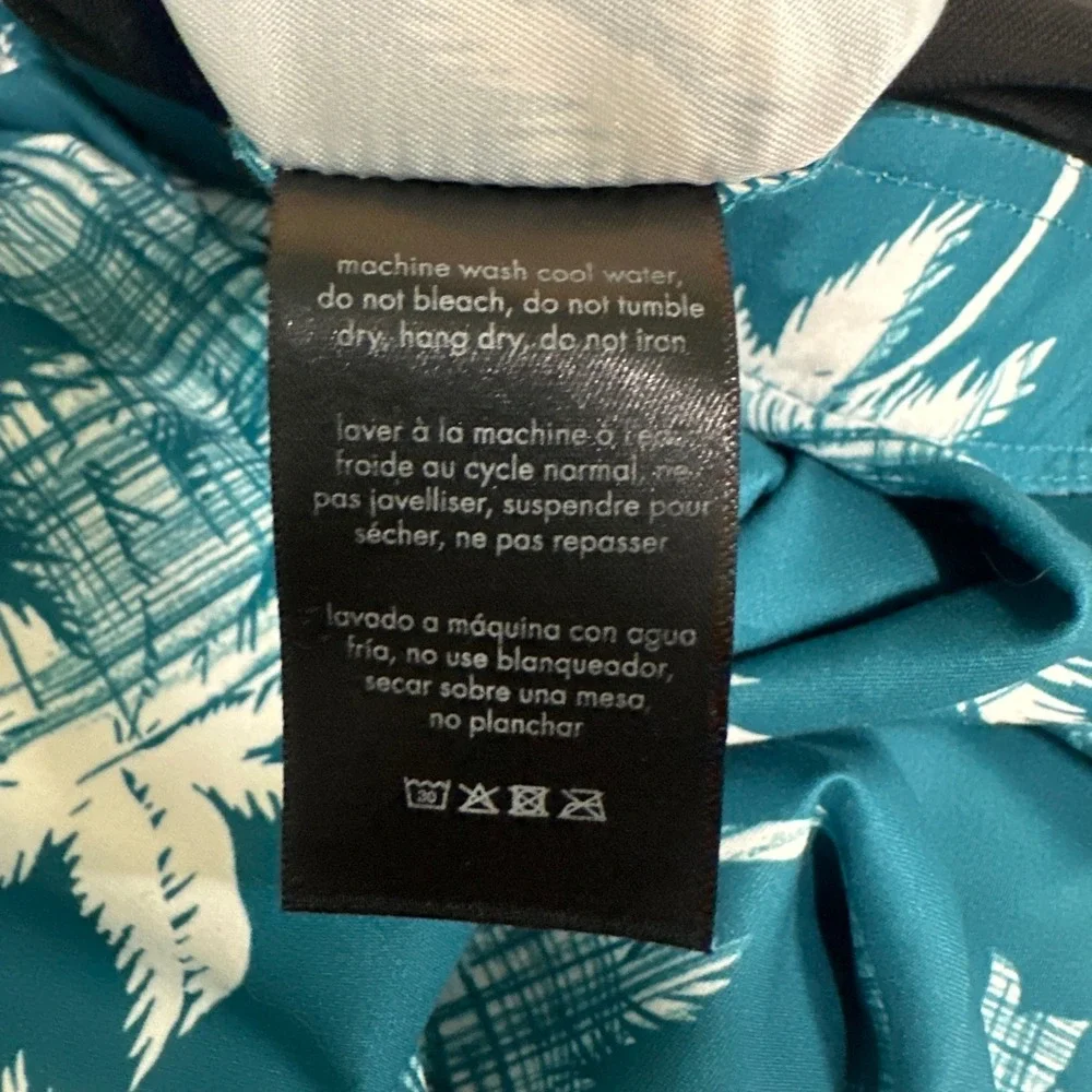 Onia The Calder Mens Teal Palm Tree Swim Trunks Surf Board Shorts Size 34 Resort